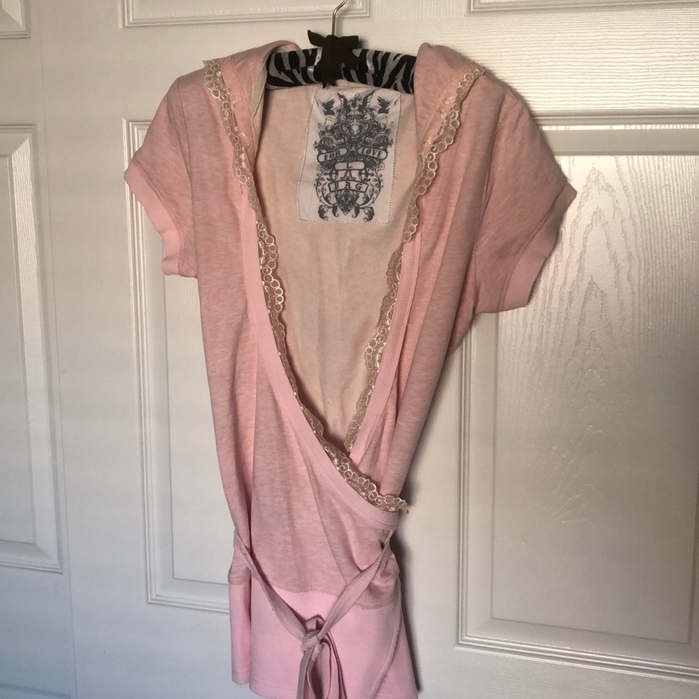 YAG Couture Pink Wraparound Shirt Size L